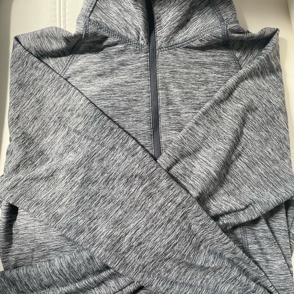 Grey Exercise Half-Zip Long-sleeve Top w Thumbholes - Picture 1 of 3